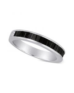 Sterling Silver Ring, Black Diamond Baguette Ring (1/2 ct. t.w.)