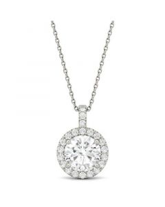 Moissanite Round Halo Pendant (2-1/5 ct. t.w. Diamond Equivalent) in 14k White Gold