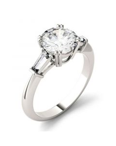 Moissanite Round and Baguette Engagement Ring (2-1/4 ct. tw.) in 14k White Gold