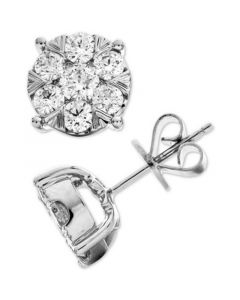 Diamond Cluster Stud Earrings (1-1/2 ct. t.w.) in 14k White Gold