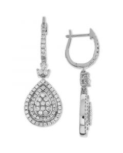 Diamond Teardrop Halo Cluster Drop Earrings (1-1/2 ct. t.w.) in 14k White Gold