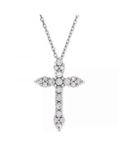 Diamond Cross Adjustable Pendant Necklace (1/2 ct. t.w.) in 14k White Gold or 14K Gold