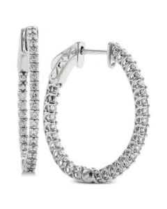 Diamond In & Out Oval Hoop Earrings (1 ct. t.w.) in 14k White Gold