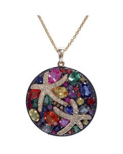 Watercolors by EFFY® Multicolor Sapphire (5-3/8 ct. t.w.) and Diamond (1/4 ct. t.w.) Starfish 18" Pendant Necklace in 14k Gold, Created for Macy's