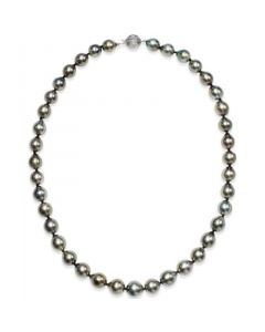 Tahitian Multi-Color Pearl (9-11mm) Strand Necklace in 14k White Gold