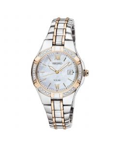 Watch, Women's Solar Diamond Accent Two Tone Stainless Steel Bracelet 27mm SUT068