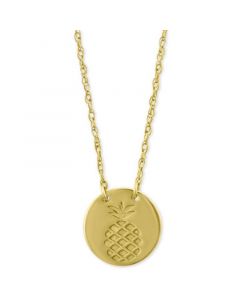 Pineapple Disc Pendant Necklace in 10k Gold, 16" + 2" extender