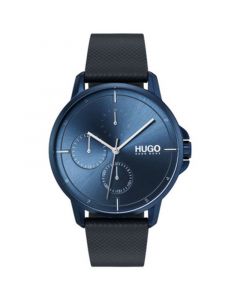 Men's #Focus Blue Leather Strap Watch 42mm