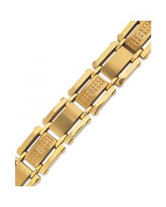 Men's Single-Cut Diamond Bracelet in Stainless Steel and Yellow Ion-Plated (1/10 ct. t.w.)