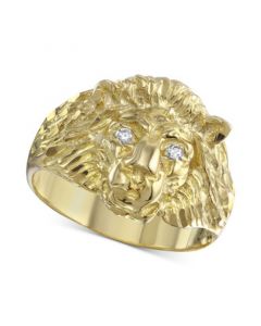 Diamond Accent Lion Ring in 10k Gold