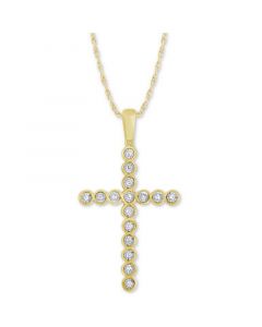 Diamond Cross 18" Pendant Necklace (1/8 ct. t.w.) in 10k Gold