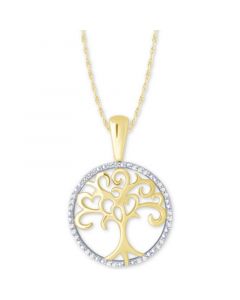 Diamond Family Tree 18" Pendant Necklace (1/10 ct. t.w.) in 10k Gold