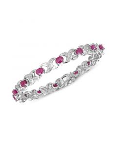 Ruby (7 ct. t.w.) and Diamond Accent XO Bracelet in Sterling Silver