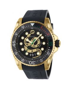 Men's Swiss Diver Black Rubber Strap Watch 40mm