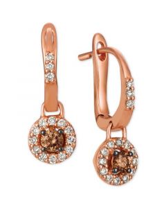 Chocolate® & Nude™ Diamond Halo Drop Earrings (1/2 ct. t.w.) in 14k Rose Gold