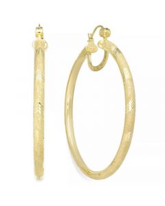 18K Gold over Sterling Silver Earrings, Laser and Diamond-Cut Extra Large Hoop Earrings (Also in Platinum Over Sterling Silver)