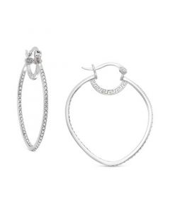 Platinum Over Sterling Silver Earrings, Crystal Inside Out Teardrop Hoop Earrings