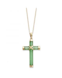 Jade Cross Pendant Necklace in 14k Gold (20 ct. t.w.)