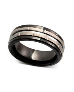 Men's Tungsten Ring, Black Ceramic Tungsten Design Ring