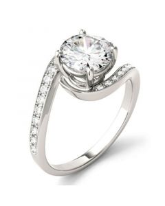 Moissanite Round Swirl Engagement Ring (1-3/4 ct. t.w. Diamond Equivalent) in 14k White Gold