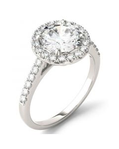 Moissanite Round Halo Ring (2-1/3 ct. tw. Diamond Equivalent) in 14k White Gold