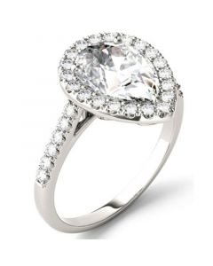 Moissanite Pear Halo Ring (2-5/8 ct. tw. Diamond Equivalent) in 14k White Gold