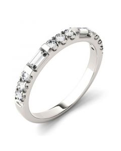 Moissanite Round and Baguette Stackable Ring (1/2 ct. tw. Diamond Equivalent) in 14k White Gold