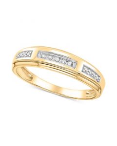 Men's Diamond Accent Wedding Band in 14k White Gold or Yellow Gold