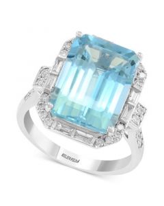 EFFY® Aquamarine (6-7/8 ct. t.w.) & Diamond (1/2 ct. t.w.) Ring in 14k White Gold