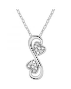 Diamond Double Heart 18" Pendant Necklace (1/10 ct. t.w.) in Sterling Silver