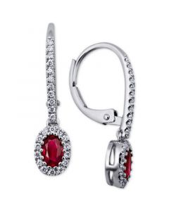 Ruby (1/2 ct. t.w.) & Diamond (1/5 ct. t.w.) Drop Earrings in 14k White Gold