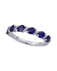 Sapphire (1-1/4 ct. t.w.) & Diamond (1/8 ct. t.w.) Ring in 14k White Gold (Also Available in Emerald and Ruby)