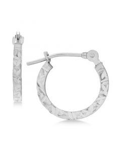 Children's Textured Hoop Earrings in 14k White Gold