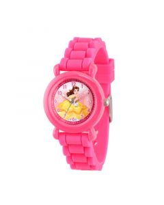 Disney Princess Belle Girls' Pink Plastic Time Teacher Watch