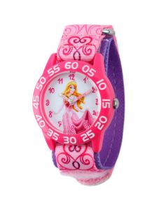 Disney Aurora Girls' Pink Plastic Time Teacher Watch