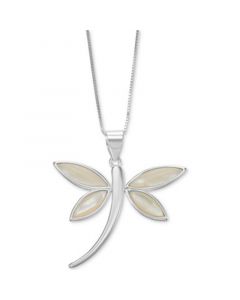 Mother-of-Pearl Dragonfly 18" Pendant Necklace in Sterling Silver