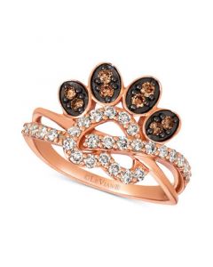 Heart & Paw Print Nude™ & Chocolate® Diamond Ring (5/8 ct. t.w.) in 14k Rose Gold