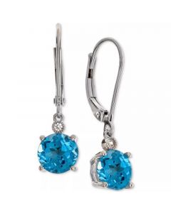 Blue Topaz (3-1/3 ct. t.w.) & Diamond Accent Drop Earrings in 14k Rose Gold (Also Available in Citrine & Amethyst)