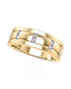 Men's Diamond Band (1/10 ct. t.w.) in 10k Yellow Gold and 10k White Gold