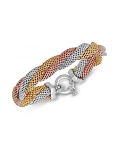 Mesh Twist Bracelet in Tri-Tone Sterling Silver