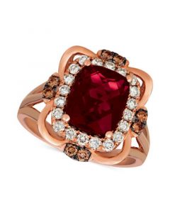 Raspberry Rhodolite Garnet (3-1/6 ct. t.w.) & Diamond (5/8 ct. t.w.) Ring in 14k Rose Gold