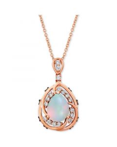 Neopolitan Opal (1 ct. t.w.) & Diamond (1/2 ct. t.w.) 20" Pendant Necklace in 14k Rose Gold