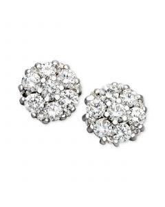 Diamond Flower Cluster Stud Earrings in 14k White Gold (1/2 ct. t.w.)