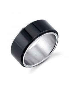 Black and Silver Stainless Steel Ring