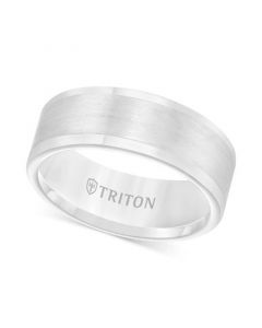 Men's Ring, 8mm Wedding Band in White or Black Tungsten