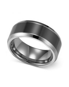 Men's Tungsten Carbide and Ceramic Ring, 8mm Wedding Band