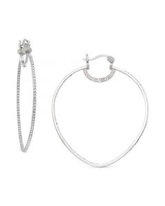 Platinum Over Sterling Silver Earrings, Crystal In-and-Out Hoop Earrings