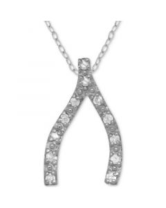 Diamond Wishbone 18" Pendant Necklace (1/10 ct. t.w.) in Sterling Silver