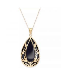 Onyx (32 x 20mm) Filigree 18" Pendant Necklace in 14k Gold or 14k White Gold