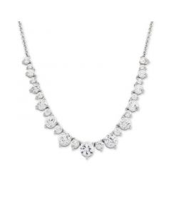 Cubic Zirconia 16" Collar Necklace in Sterling Silver